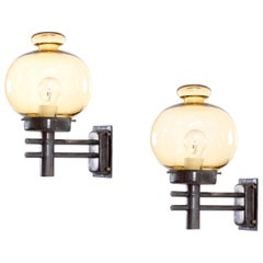 Pair of Scandinavian Outdoor Wall Lights in Copper, 1970s