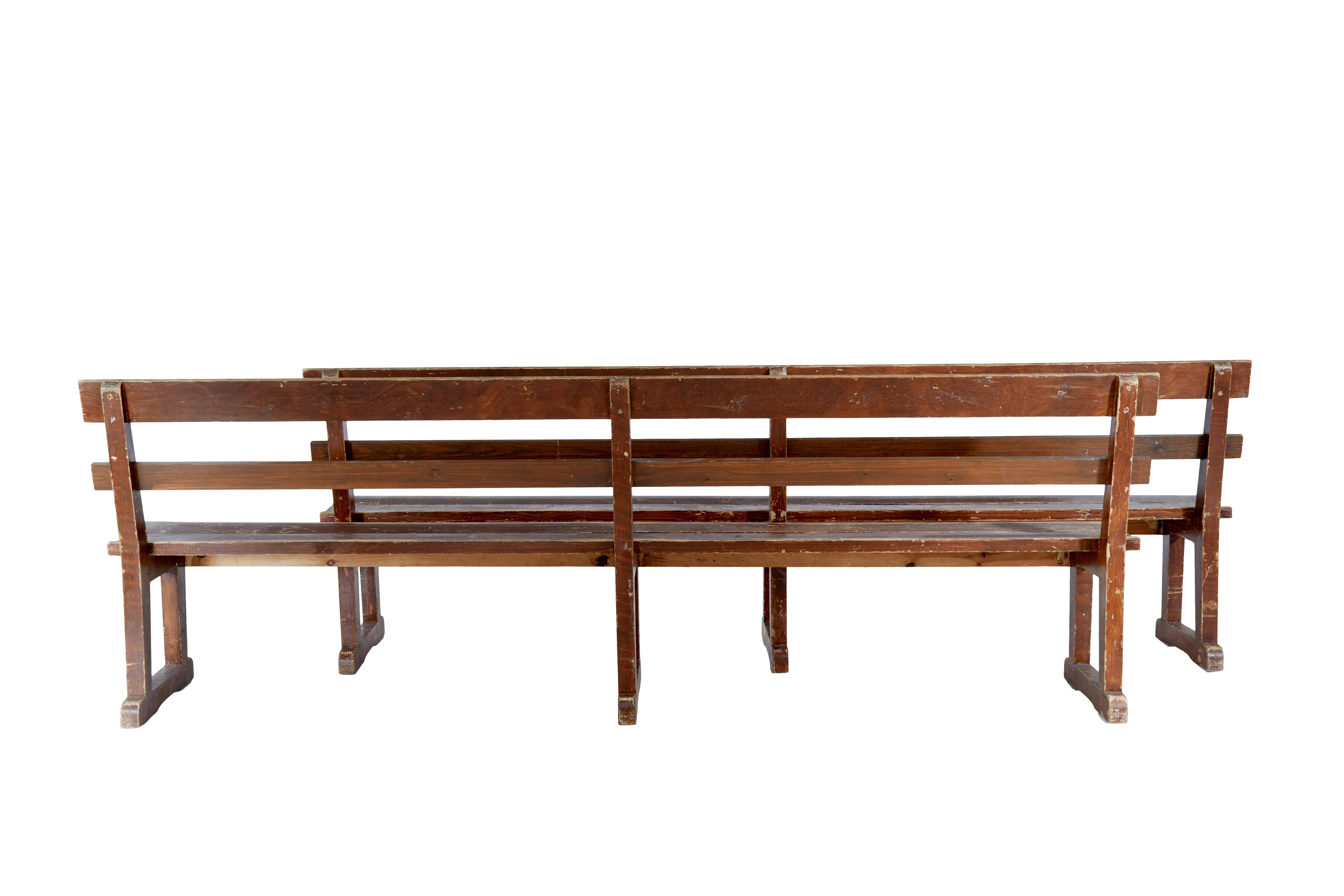 Swedish Pair of Scandinavian painted pine benches For Sale