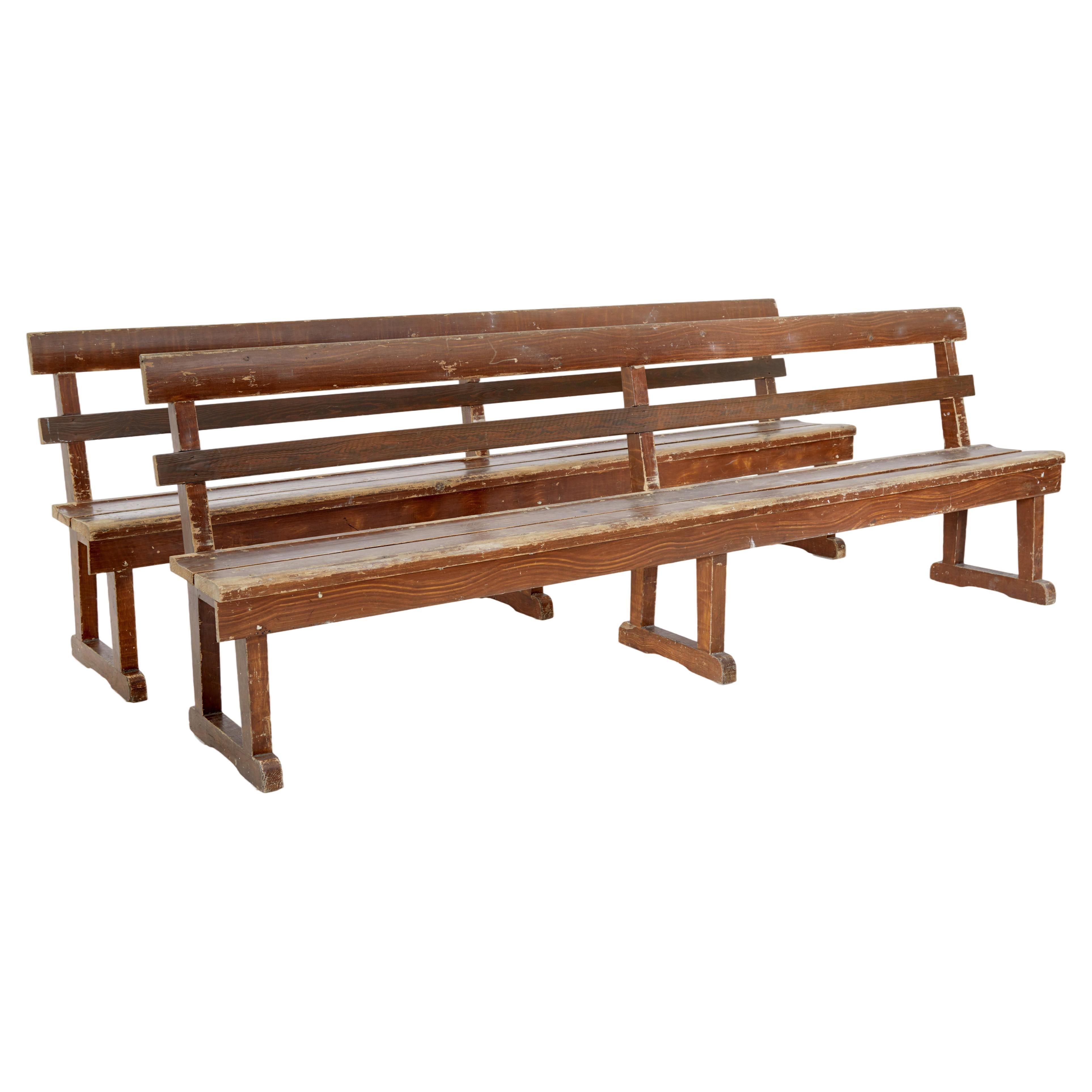 Pair of Scandinavian painted pine benches For Sale