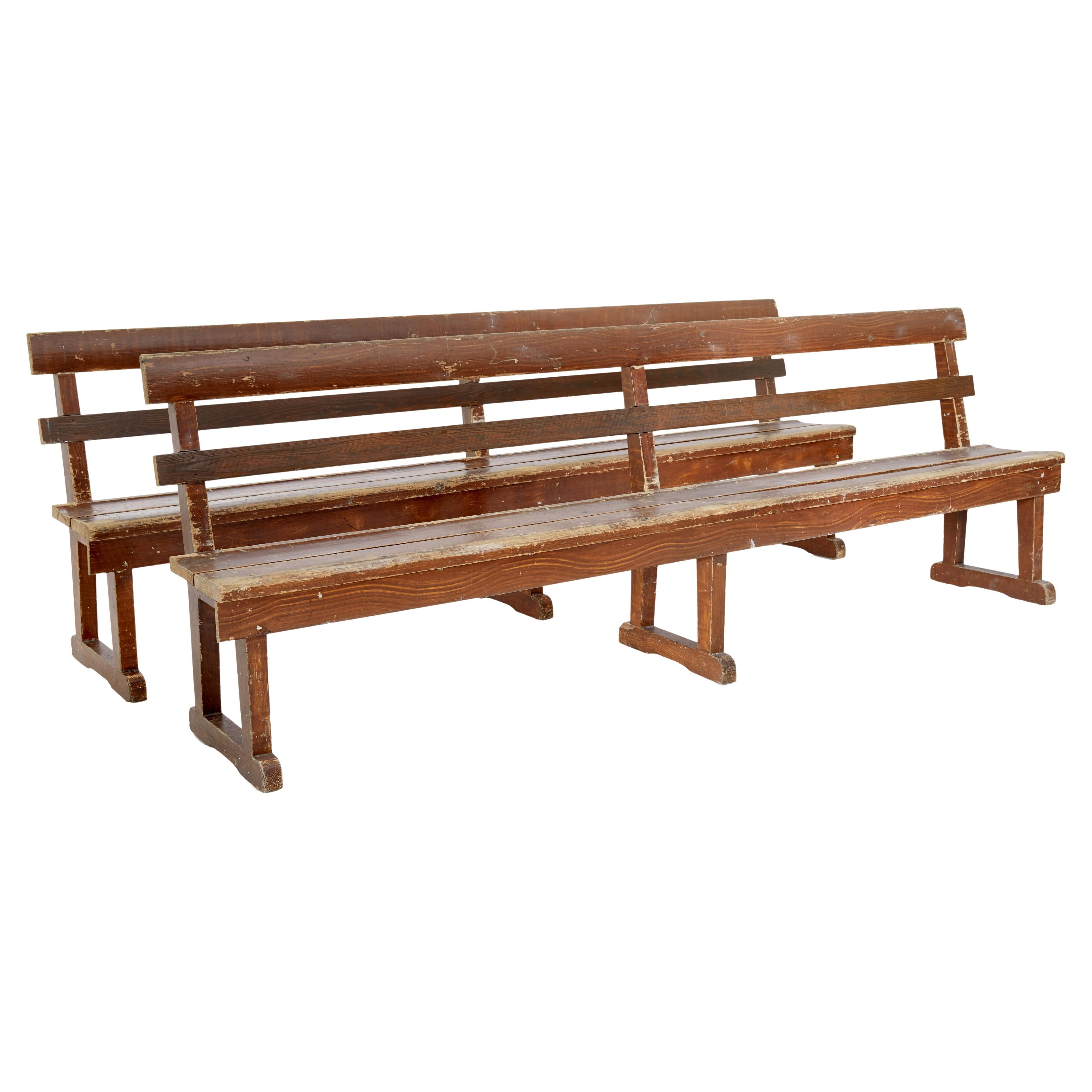 Pair of Scandinavian painted pine benches