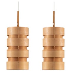 Pair of Scandinavian Pendants in Pine by Hans-Agne Jakobsson