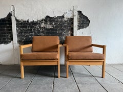 Pair of Scandinavian Pine Arm Chairs Lounge Chairs by Bruksbo Made in Norway