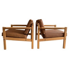 Paire de fauteuils de salon scandinaves en pin par Bruksbo, fabriqués en Norvège