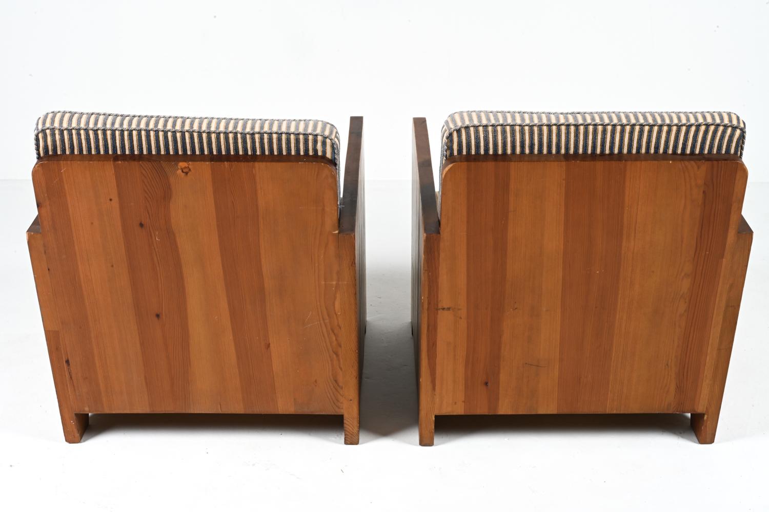 Pair of Scandinavian Pine Easy Chairs Attributed to Axel Einar Hjorth For Sale 7