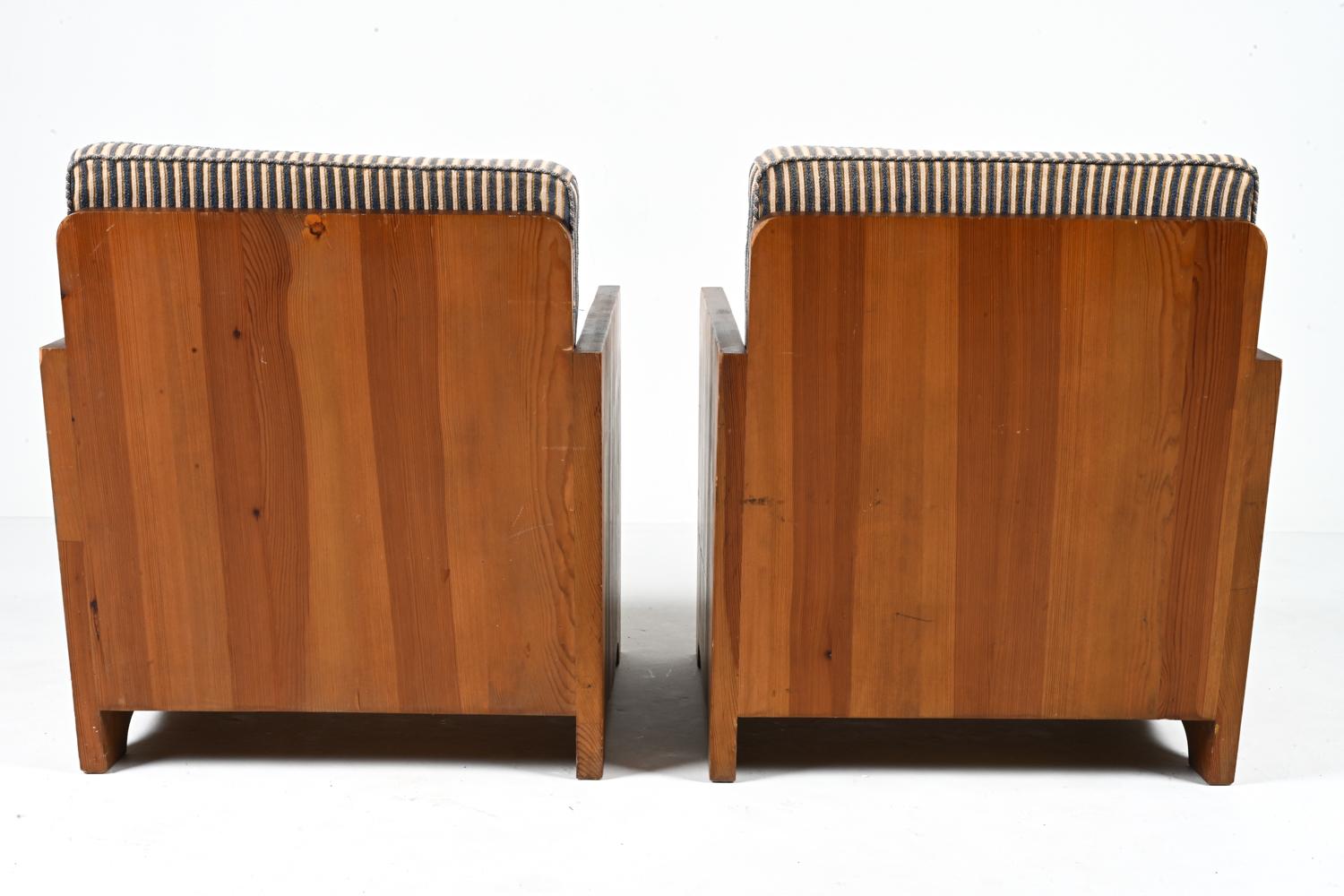 Pair of Scandinavian Pine Easy Chairs Attributed to Axel Einar Hjorth For Sale 8