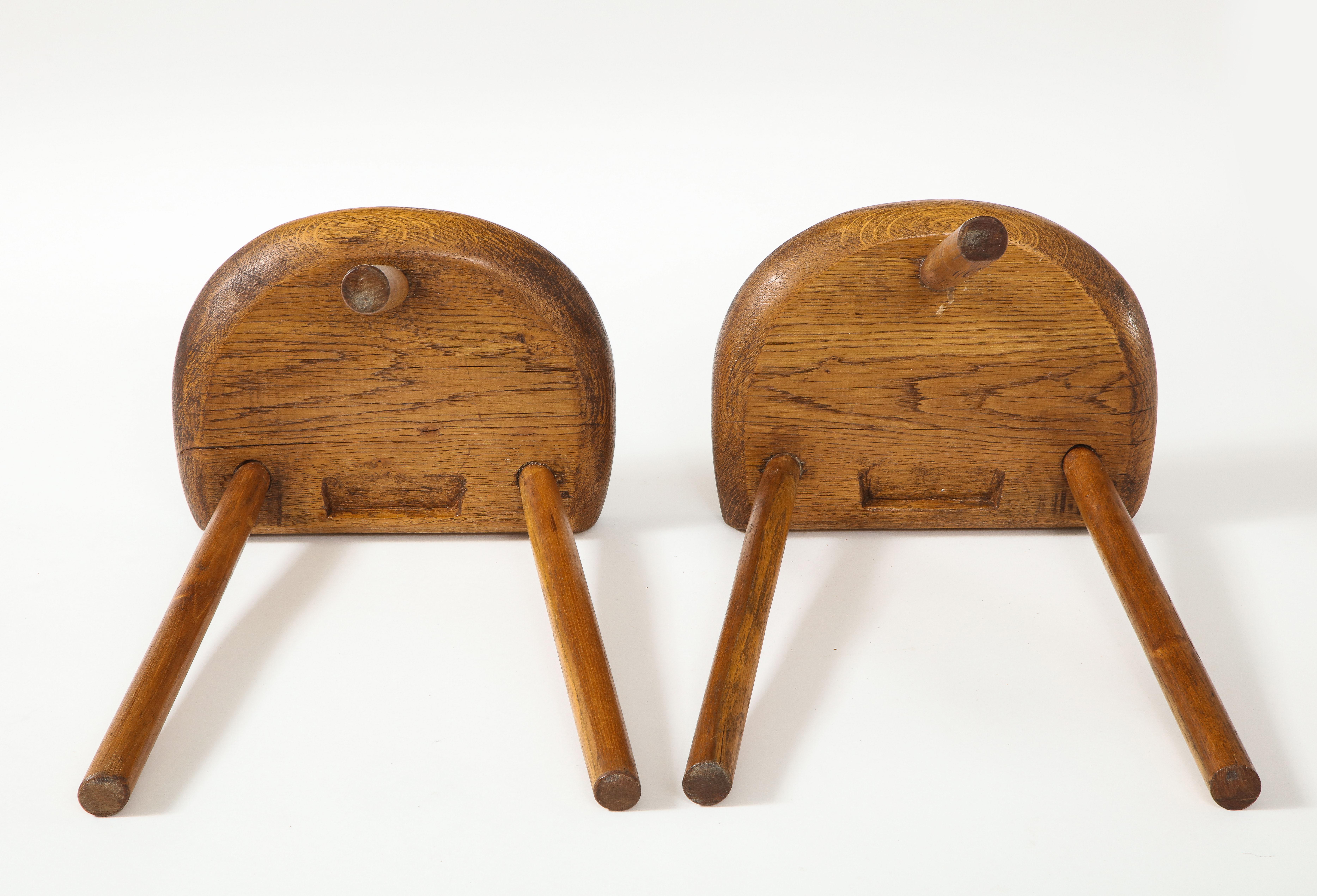 Pair of Scandinavian Tripod Stools, 1950's For Sale 3