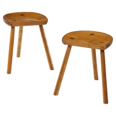 Vintage Pair of Scandinavian Tripod Stools, 1950's