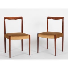 Pair of Scandinavian Rose Wood Dining Chairs in Camel Mohair Velvet, 1970
