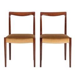 Pair of Scandinavian Rose Wood Dining Chairs in Camel Mohair Velvet, 1970