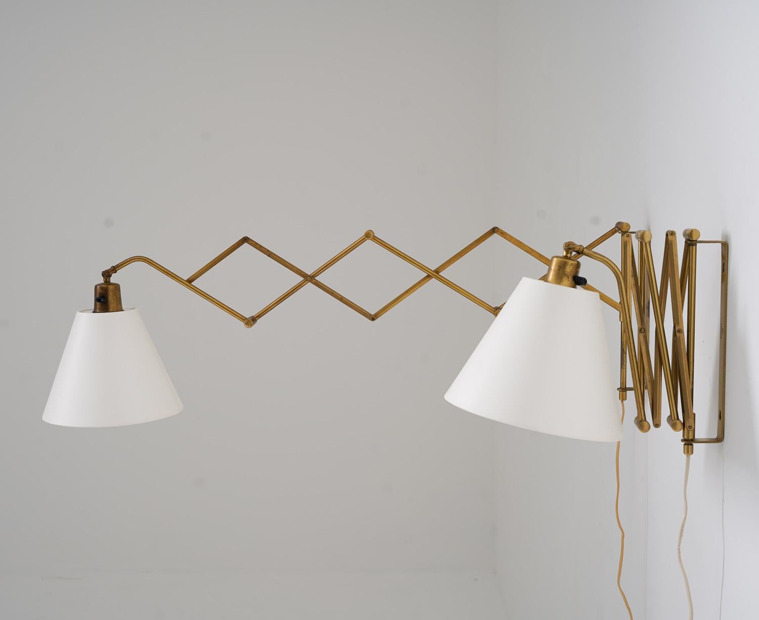 Scandinavian Modern Pair of Scandinavian Scissor lamps in brass by ASTRA