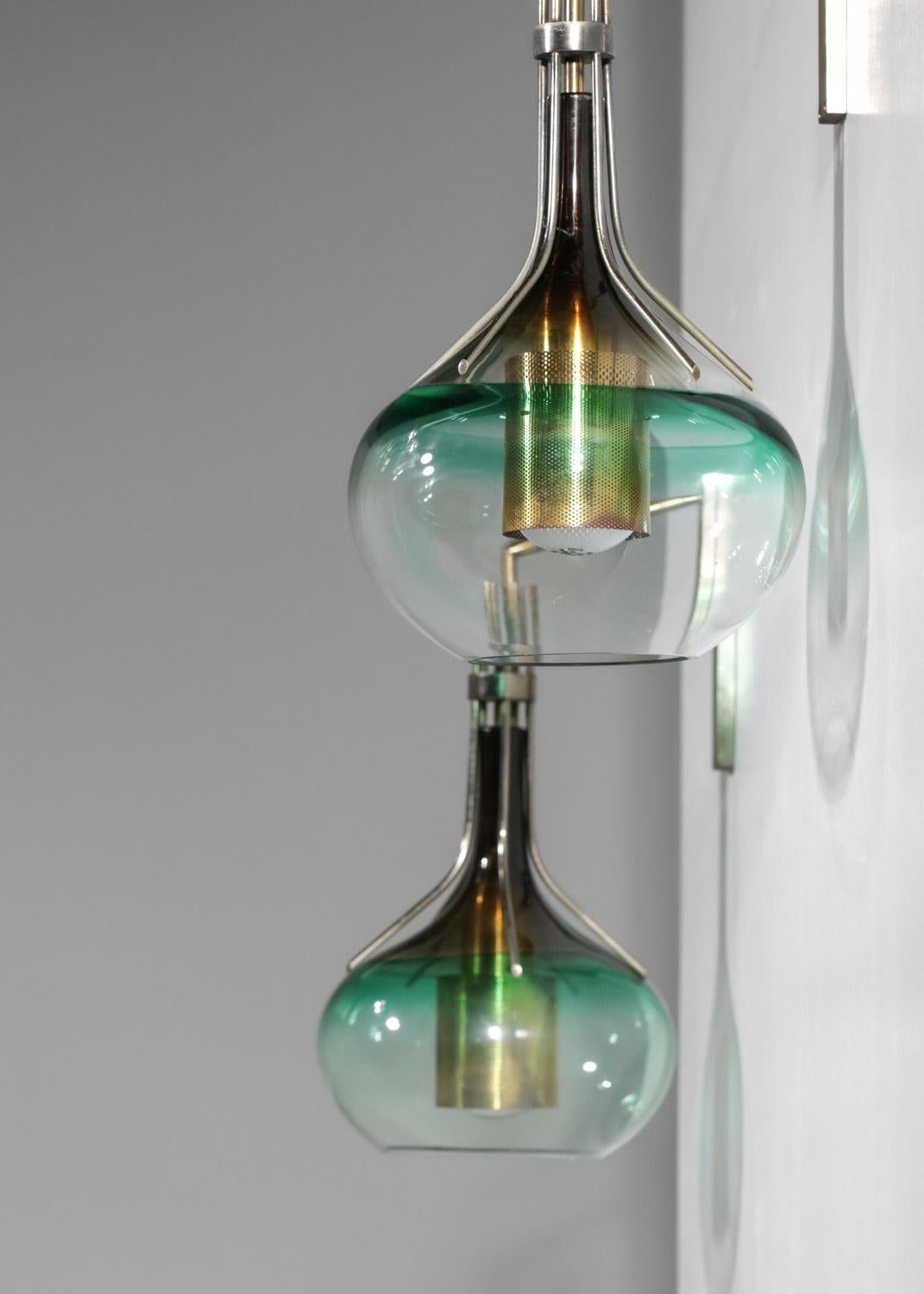 Pair of Italian Sconces Smoked Glass by Vinicio Vianello for Vistosi For Sale 11