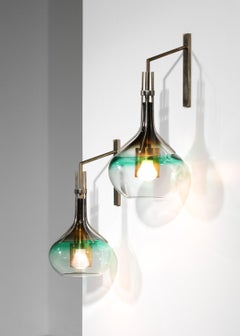 Pair of Italian Sconces Smoked Glass by Vinicio Vianello for Vistosi