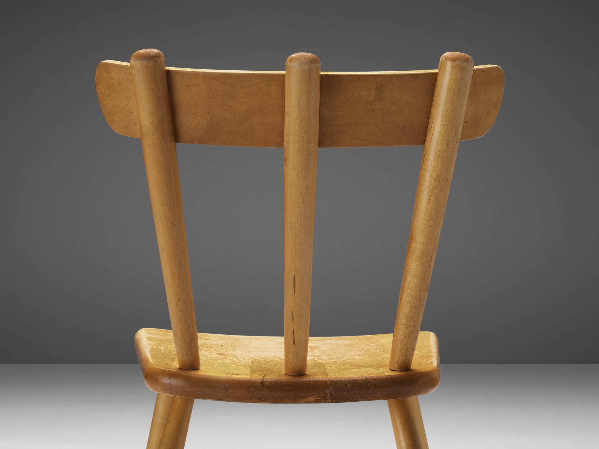 Scandinavian Modern Pair of Scandinavian Spindle Chairs in Birch  For Sale