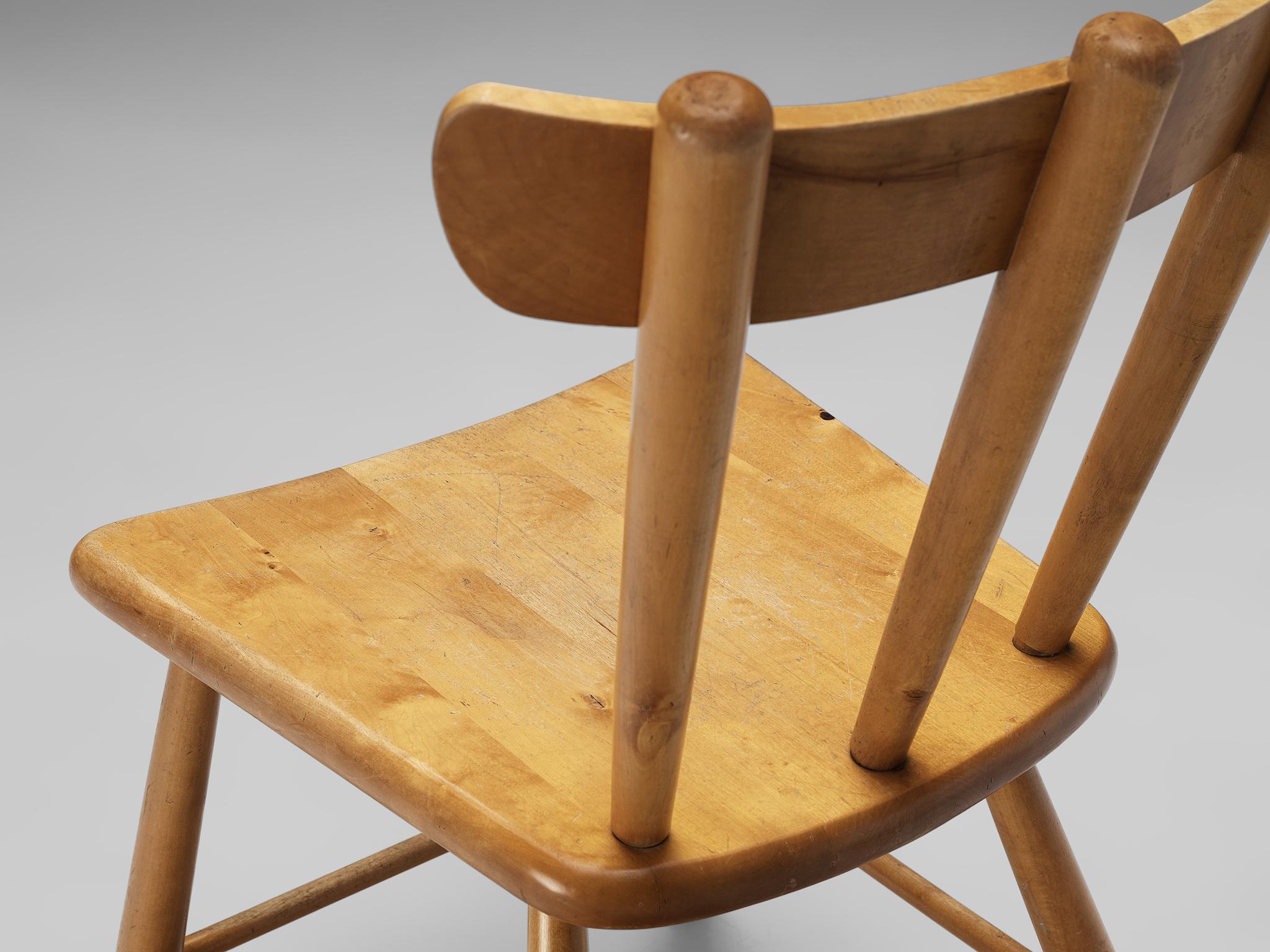 Pair of Scandinavian Spindle Chairs in Birch  For Sale 2
