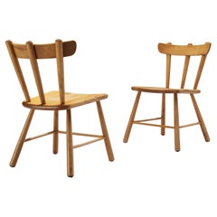 Retro Pair of Scandinavian Spindle Chairs in Birch 