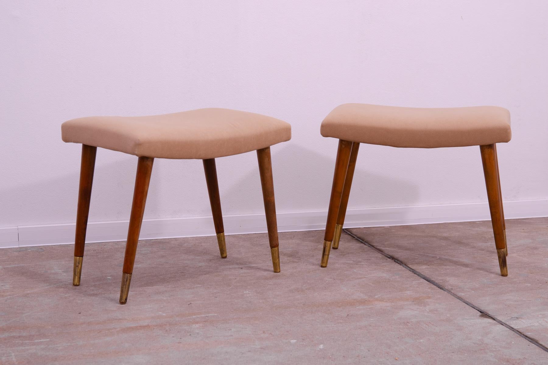 Fabric Pair of Scandinavian style stools by Vyčítal and Sedláček, Czechoslovakia, 1960´ For Sale