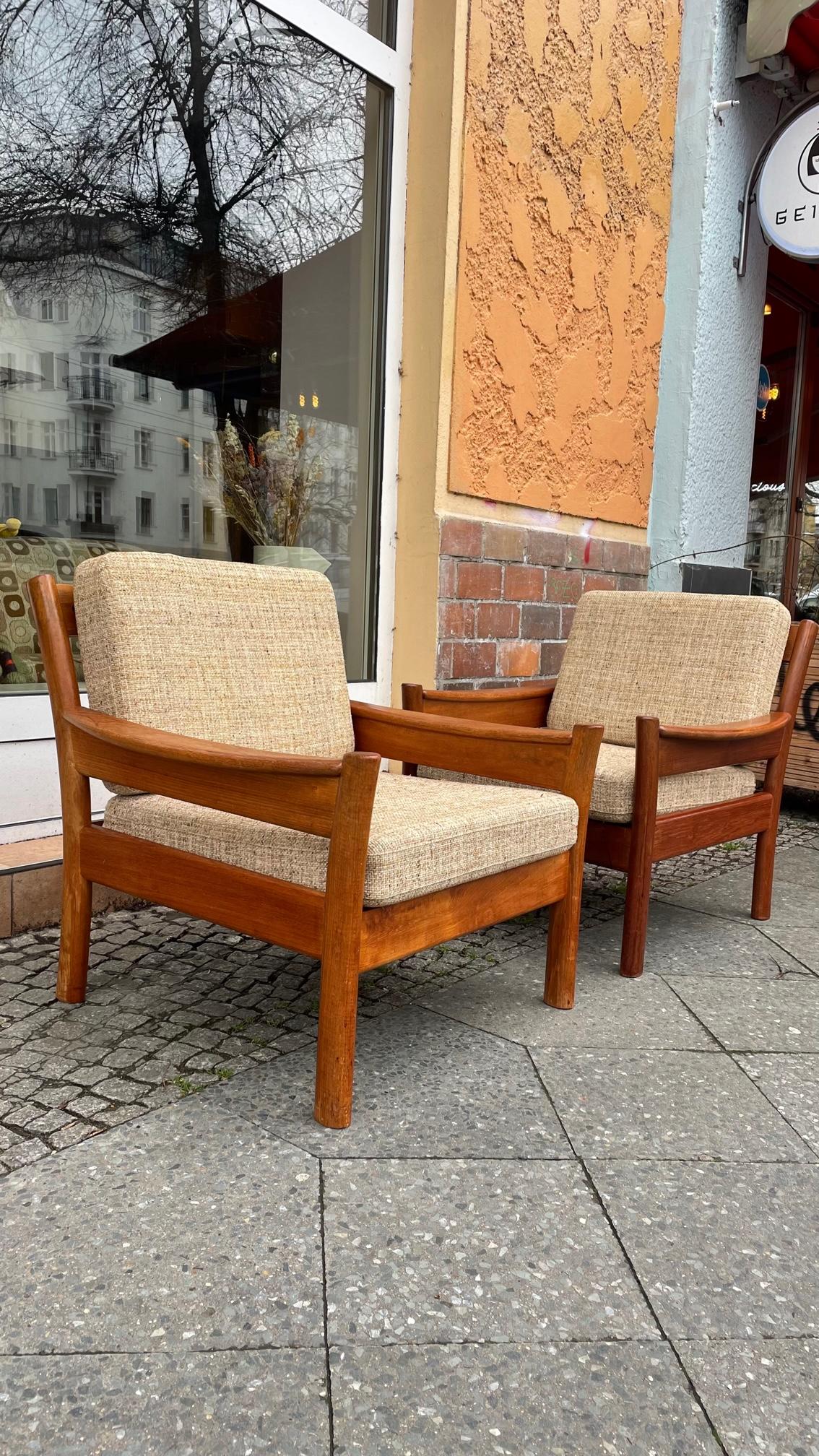 Pair of Scandinavian Teak Armchairs 1960s Vintage Danish Design 5