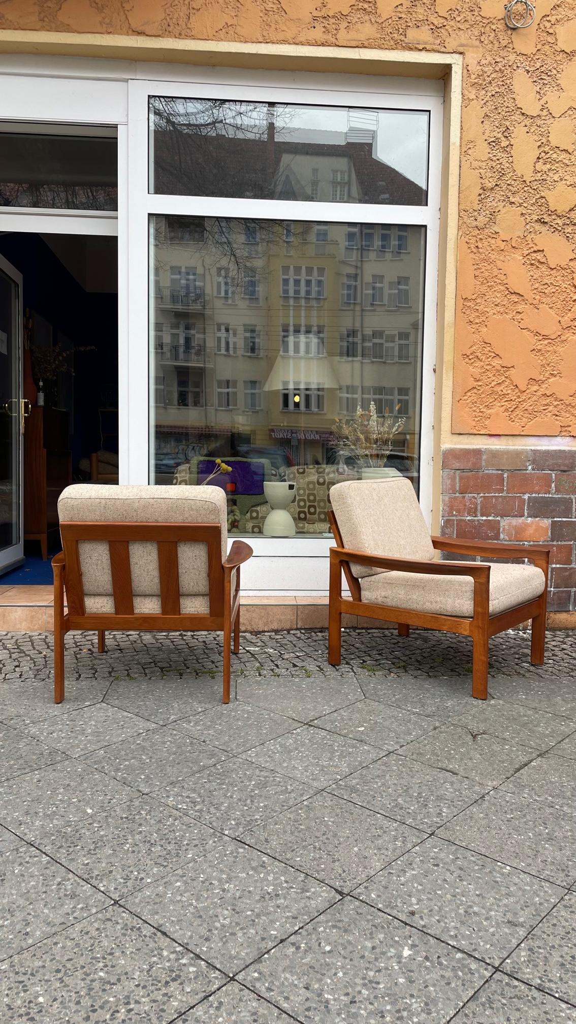 Pair of Scandinavian Teak Armchairs 1960s Vintage Danish Design 6