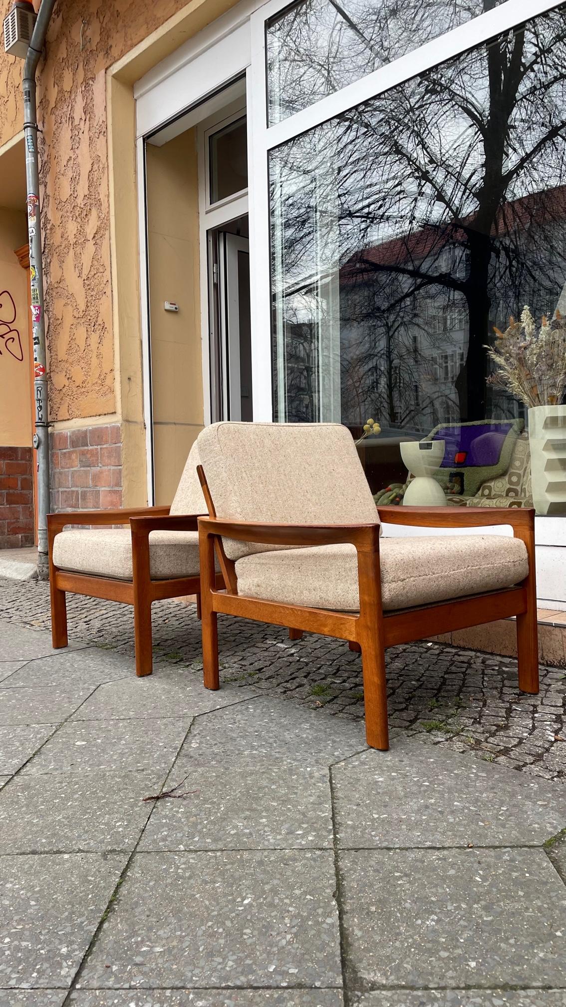 Pair of Scandinavian Teak Armchairs 1960s Vintage Danish Design 7