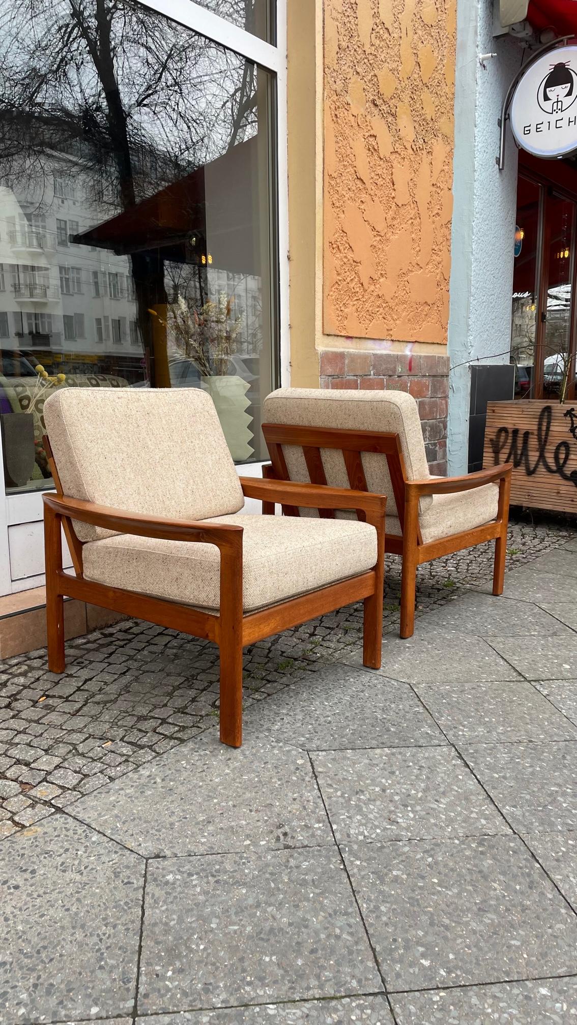 Pair of Scandinavian Teak Armchairs 1960s Vintage Danish Design 13