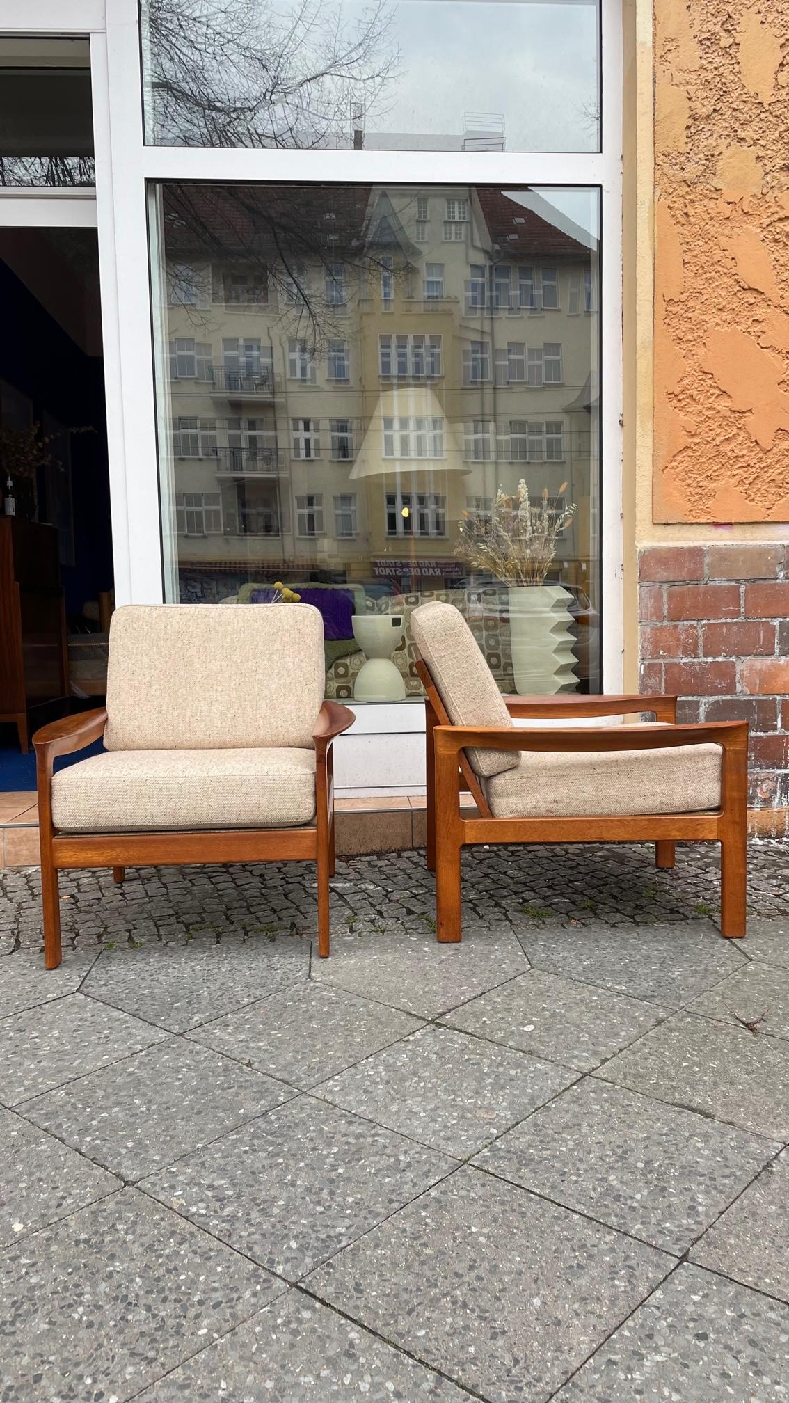 Pair of Scandinavian Teak Armchairs 1960s Vintage Danish Design 14