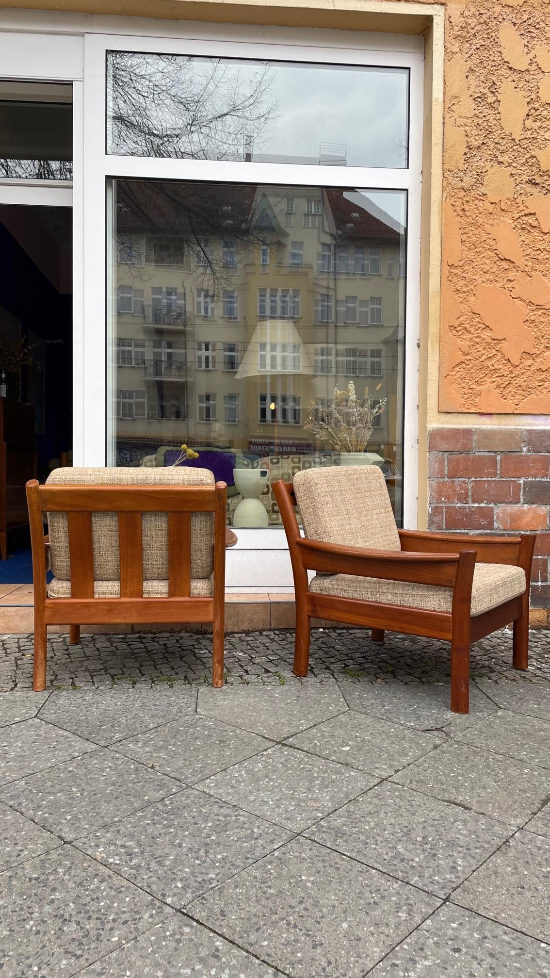 Pair of Scandinavian Teak Armchairs 1960s Vintage Danish Design 3