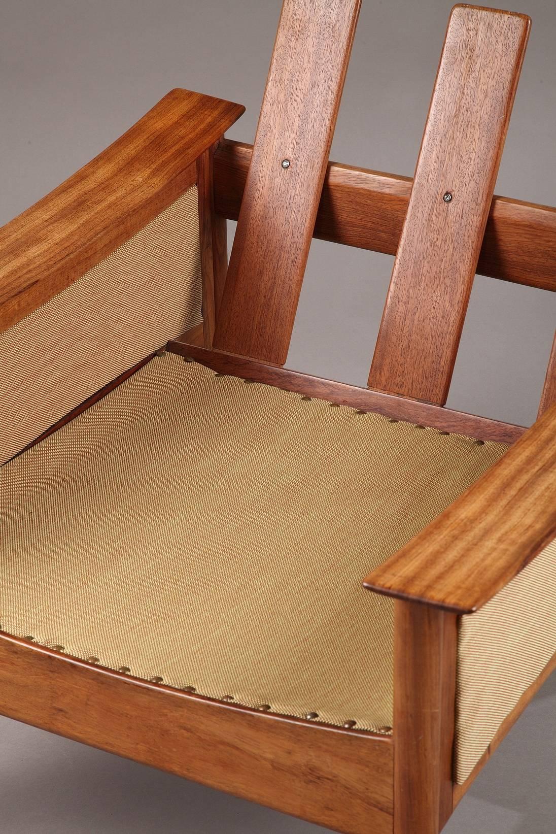 Upholstery Pair of Scandinavian Teak Armchairs by Oskar Langlo