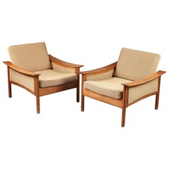 Pair of Scandinavian Teak Armchairs by Oskar Langlo