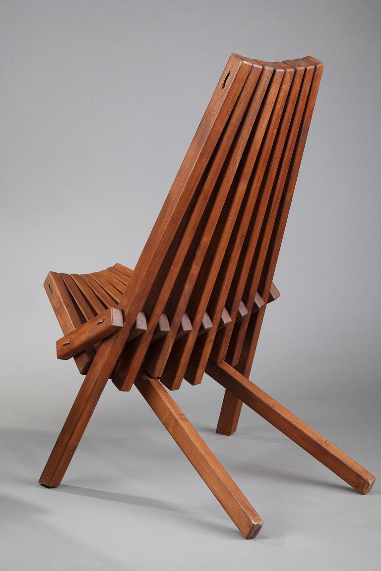 Pair of Scandinavian Teak Folding Chairs For Sale at 1stDibs