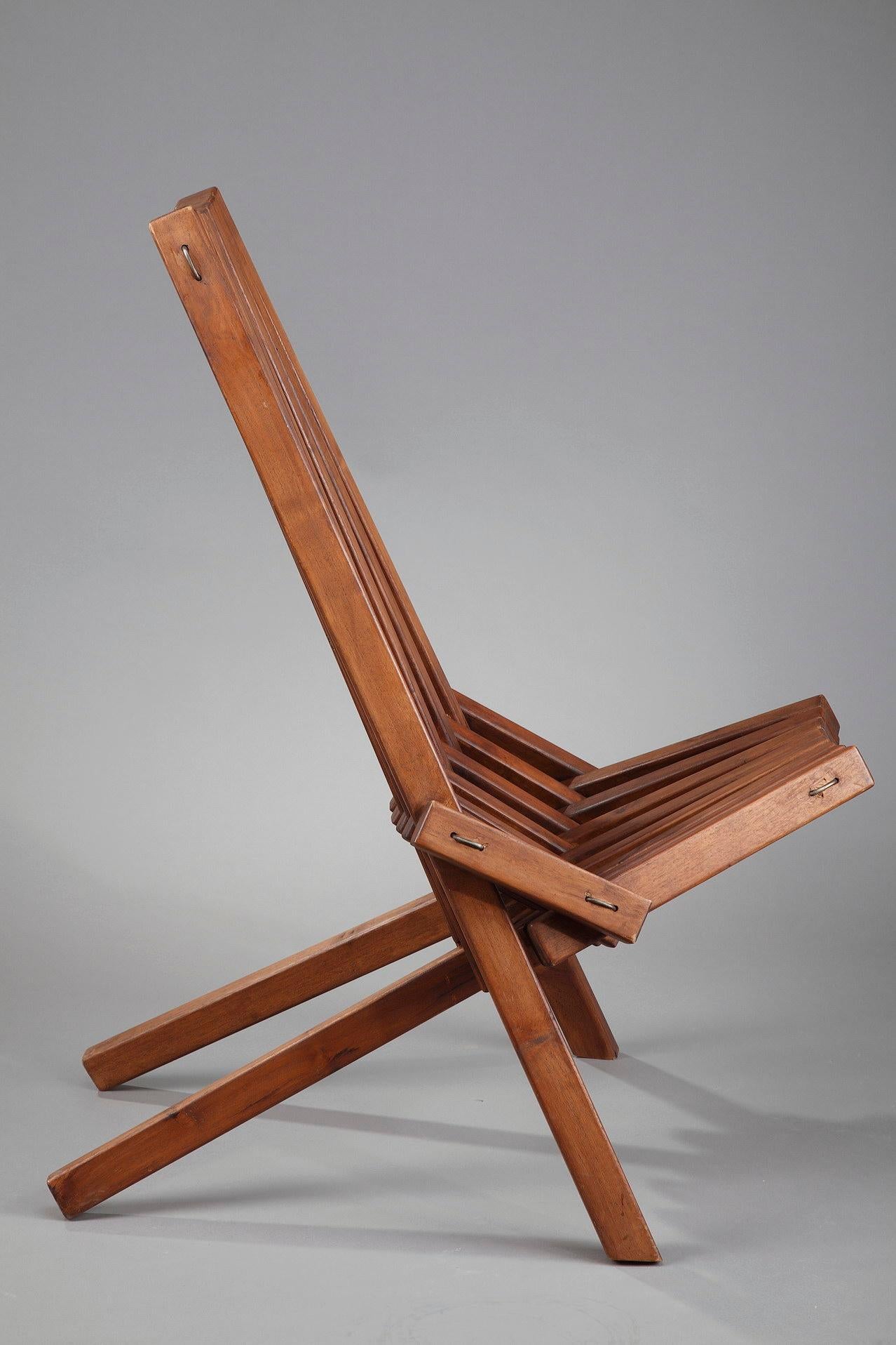 Wood Pair of Scandinavian Teak Folding Chairs  For Sale