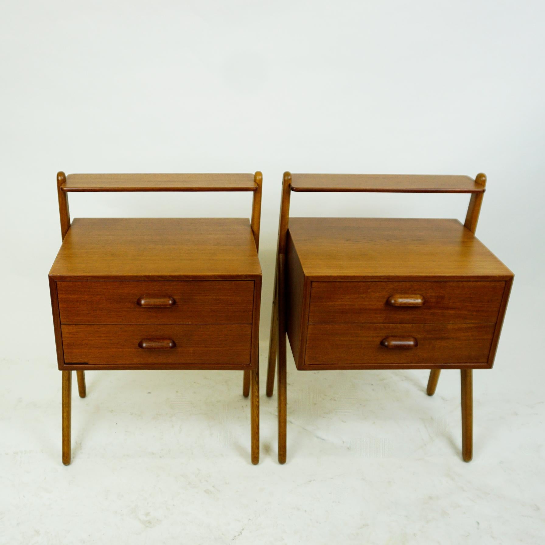 Scandinavian Modern Pair of Scandinavian Teak Nightstands by Sigfred Omann for Olholm Denmark