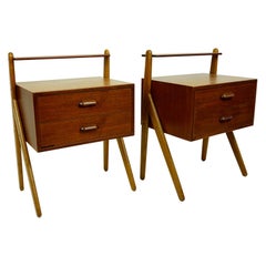 Pair of Scandinavian Teak Nightstands by Sigfred Omann for Olholm Denmark