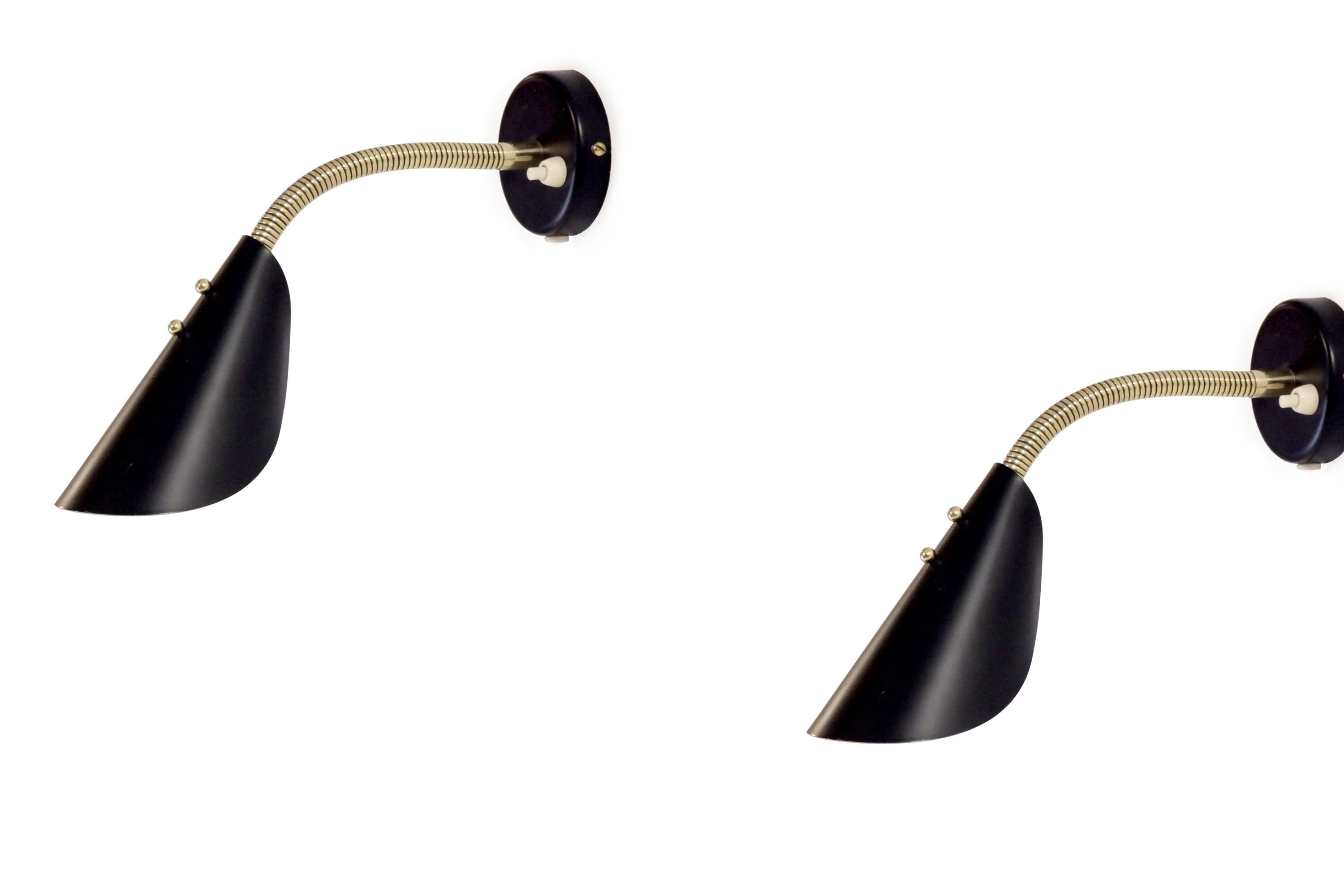 Mid-20th Century Pair of Scandinavian Wall Lights by AWF, Norway, 1960s