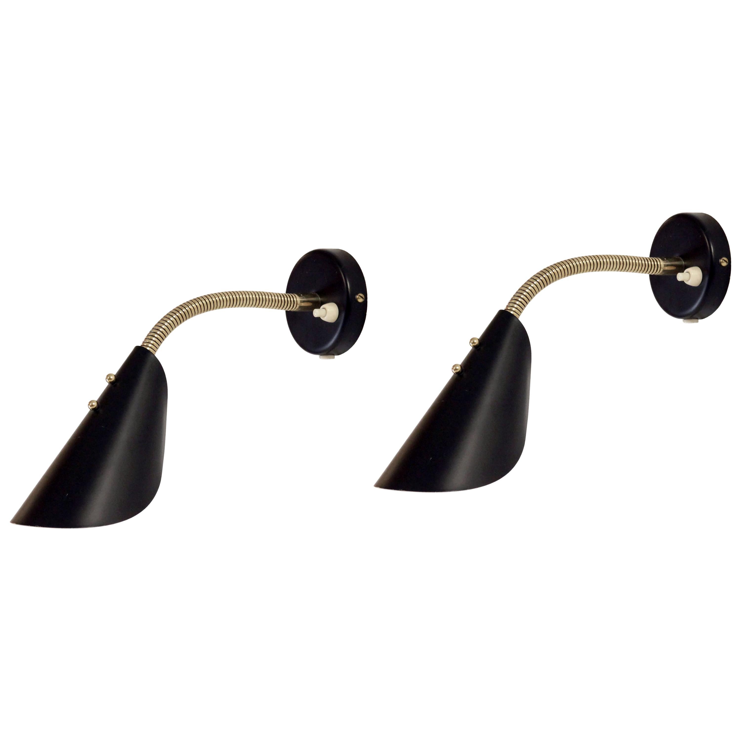 Pair of Scandinavian Wall Lights by AWF, Norway, 1960s