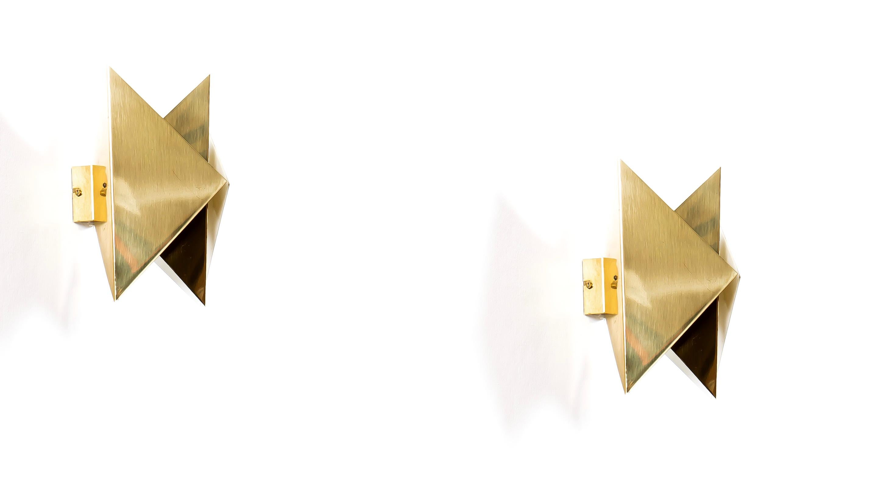 Mid-Century Modern Pair of Scandinavian Wall Lights by Jonas Hidle, Norway, 1970s For Sale