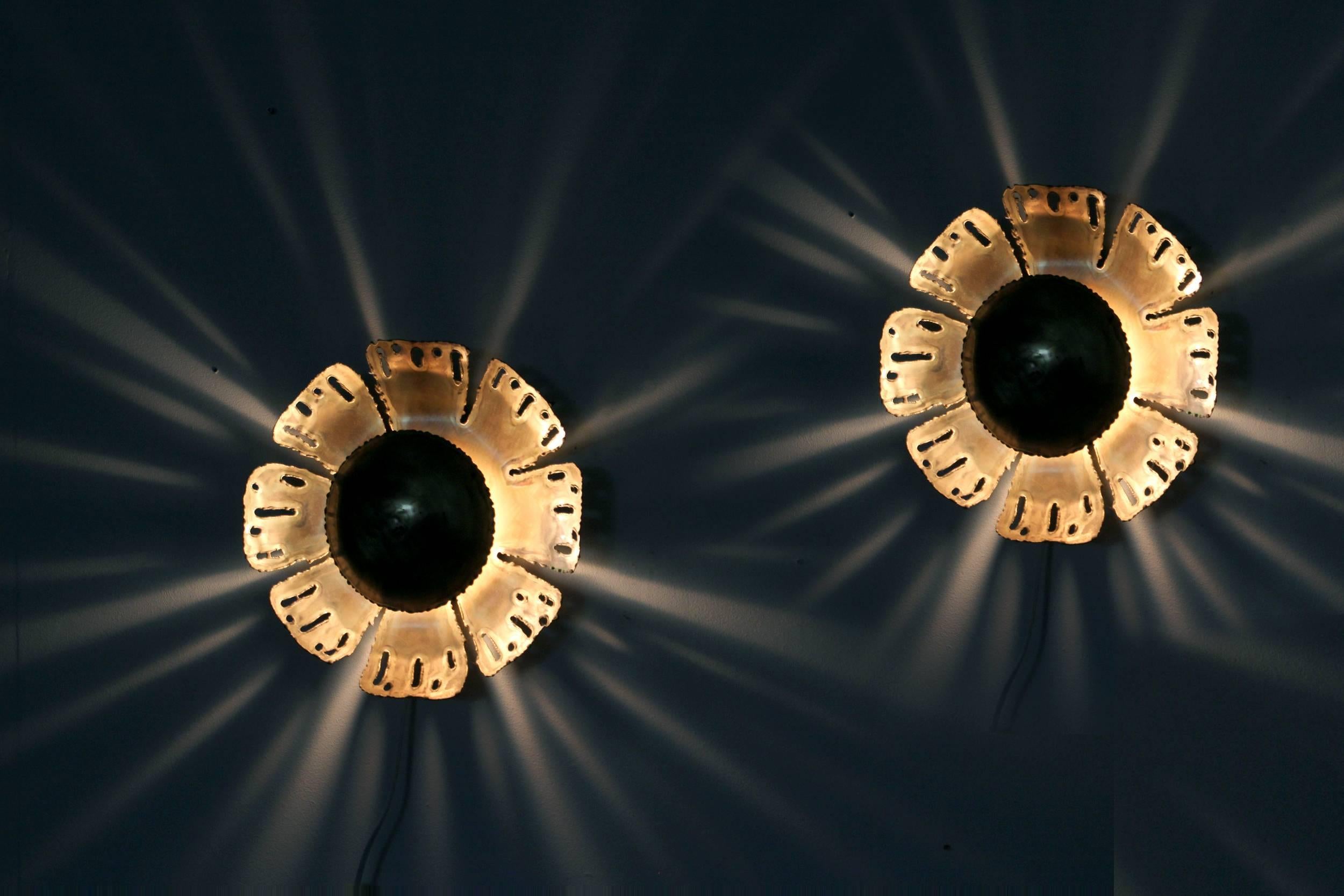 Pair of Scandinavian Wall Lights by Svend Aage Holm Sorensen, Denmark, 1970s In Good Condition In Oslo, NO
