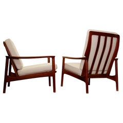 Pair of scandinavian wooden armchairs, 1960s