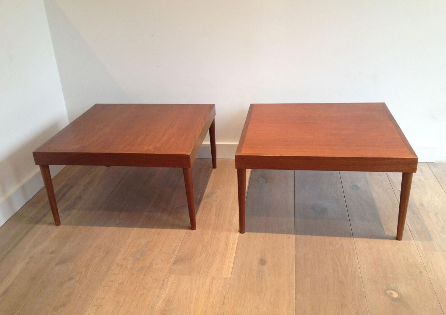 Mid-Century Modern Pair of Scandinavian Wooden Side Tables. Circa 1960 For Sale