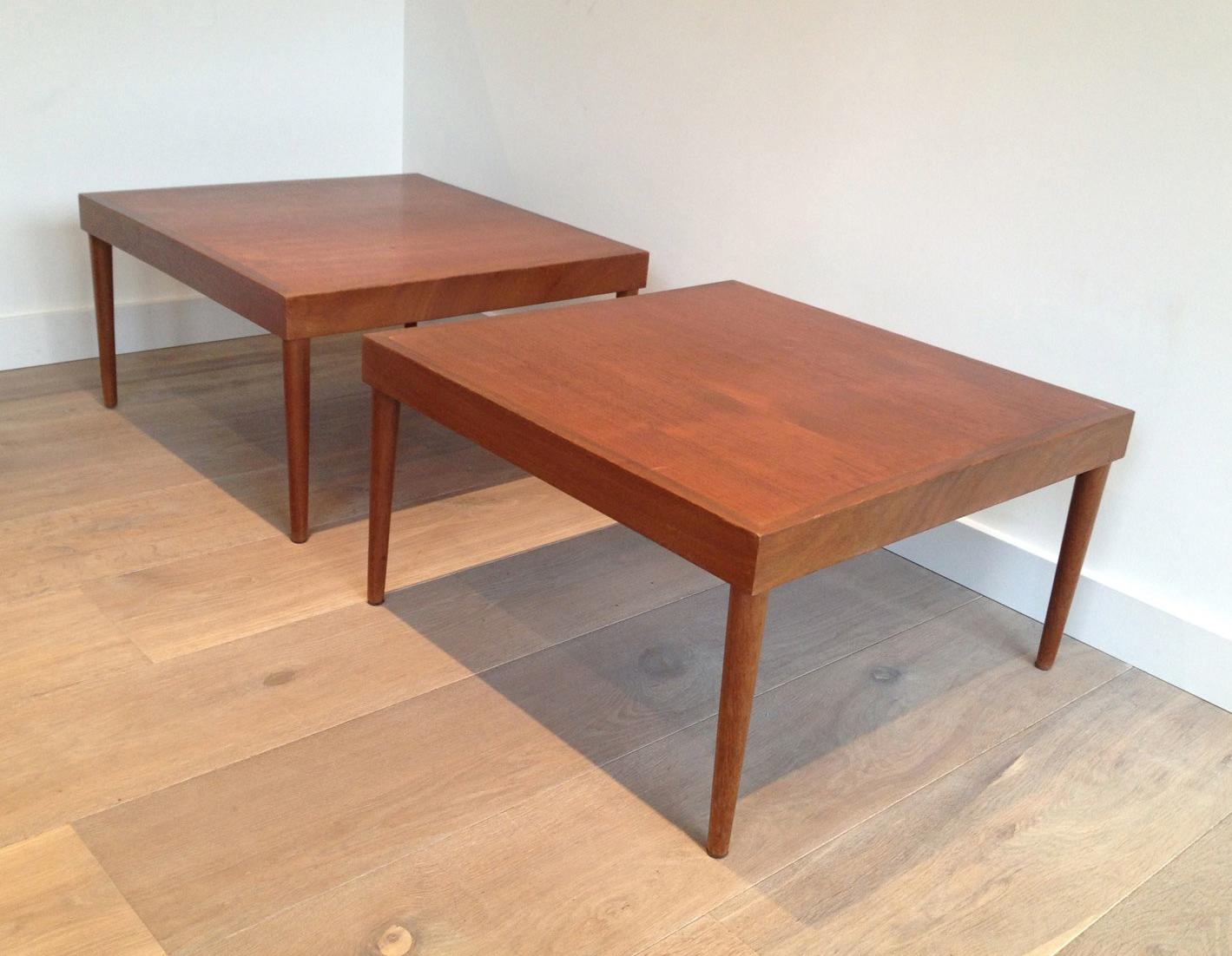 French Pair of Scandinavian Wooden Side Tables. Circa 1960 For Sale