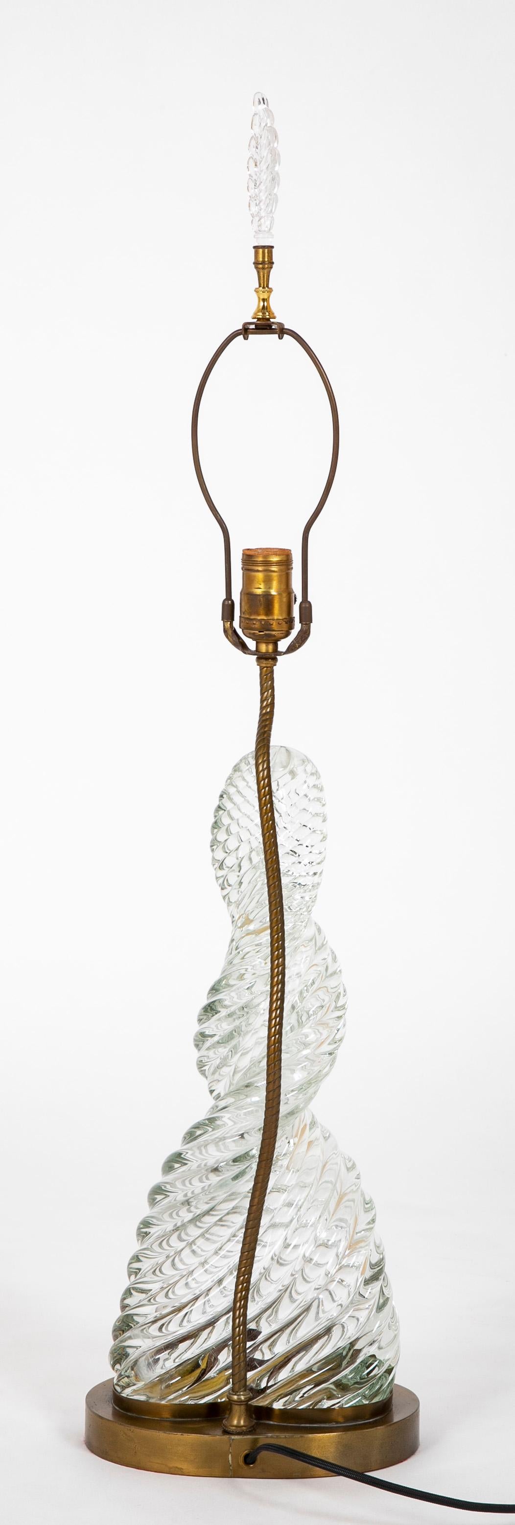 Glass Pair of Scarpa & Venini Murano glass lamps For Sale