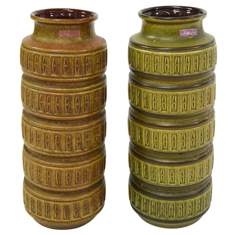 Pair Of Scheurich West Germany Ceramic Vases 1970s For Sale At