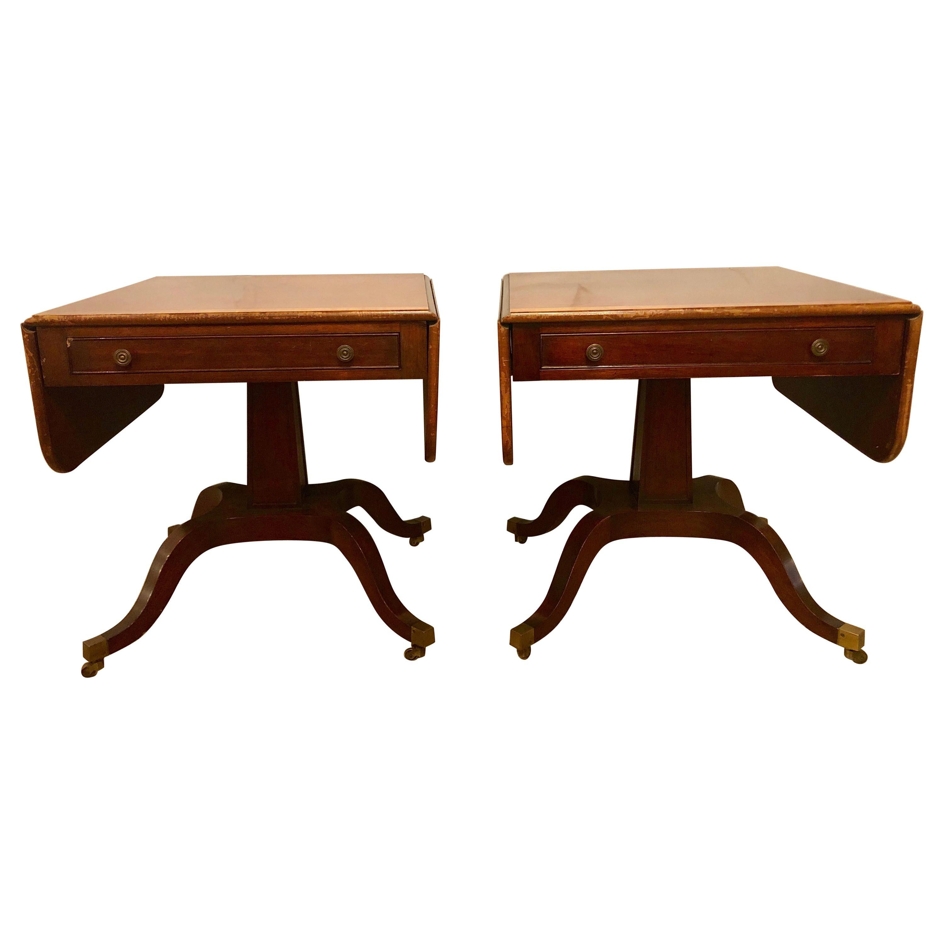 Pair of Schmieg & Kotzian Georgian Style Drop-Leaf Sofa, Card or Side Tables
