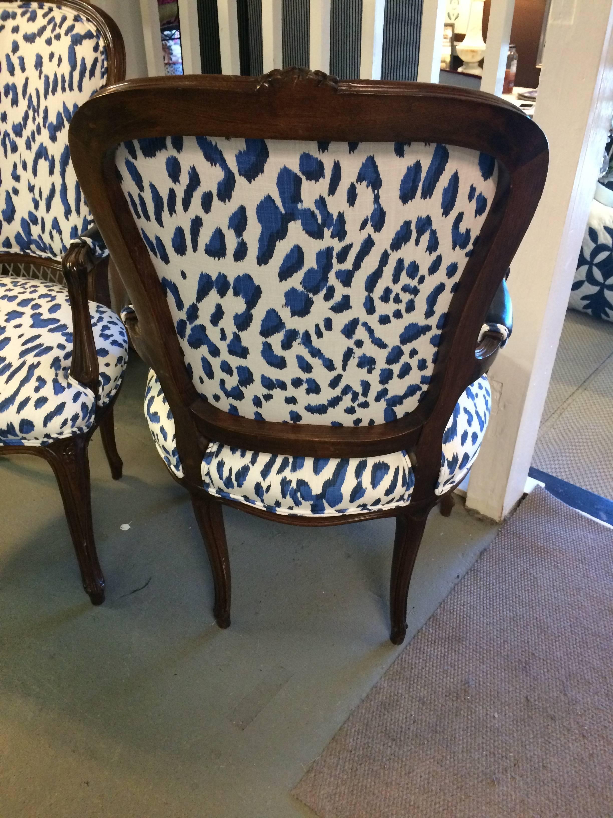 blue leopard print chair