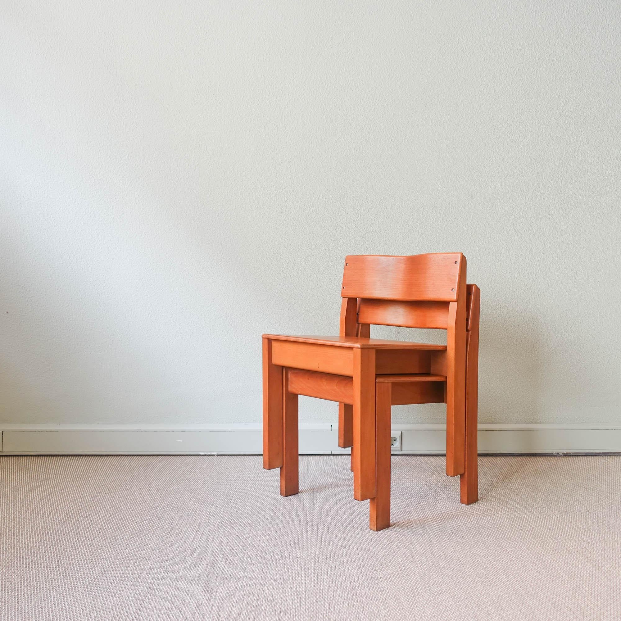 Pair of School Chairs, Model Sena, by António Sena Da Silva, for Móveis Olaio For Sale 3