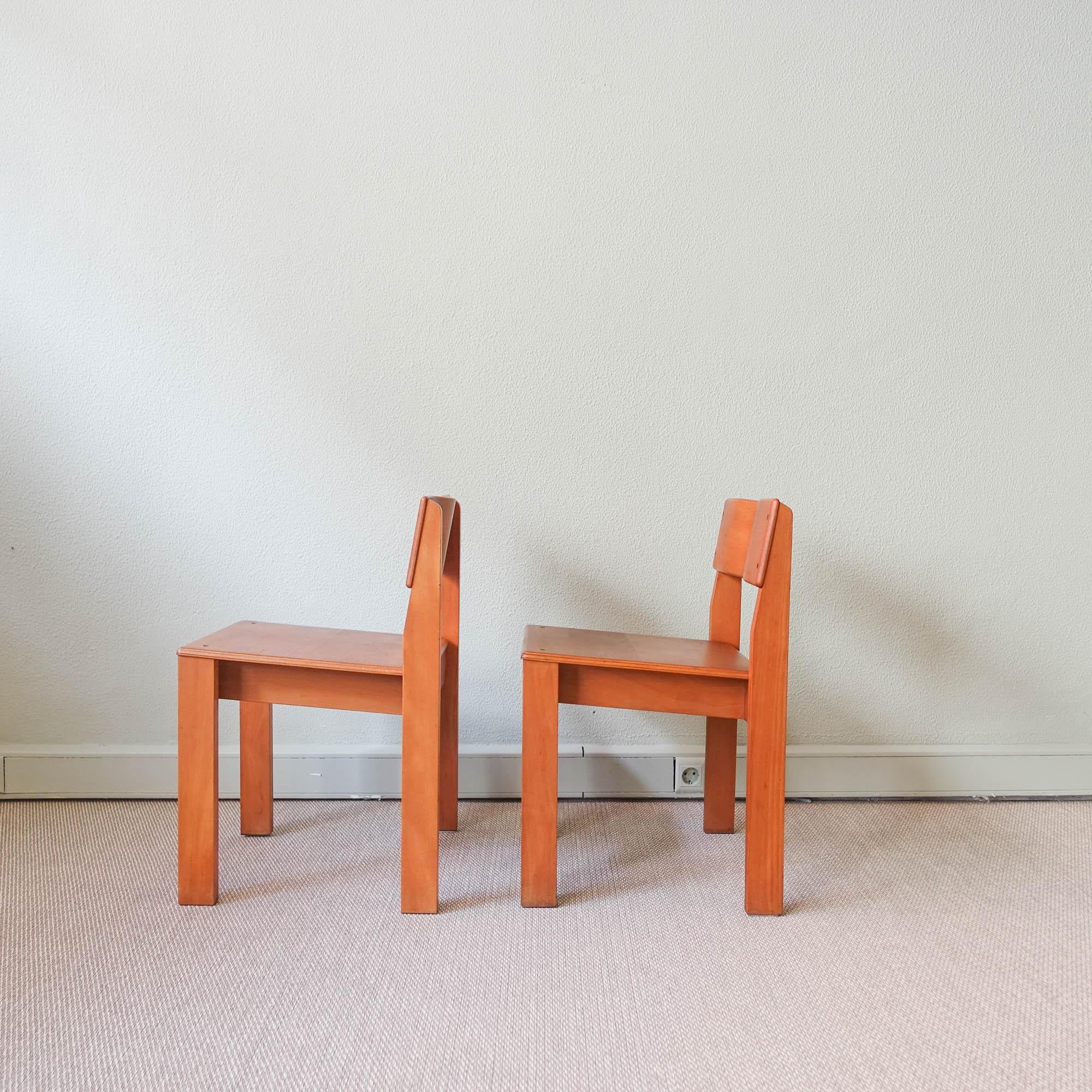Pair of School Chairs, Model Sena, by António Sena Da Silva, for Móveis Olaio For Sale 5