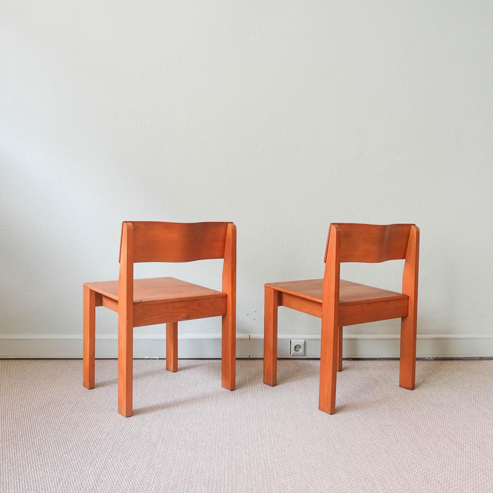 Mid-Century Modern Pair of School Chairs, Model Sena, by António Sena Da Silva, for Móveis Olaio For Sale