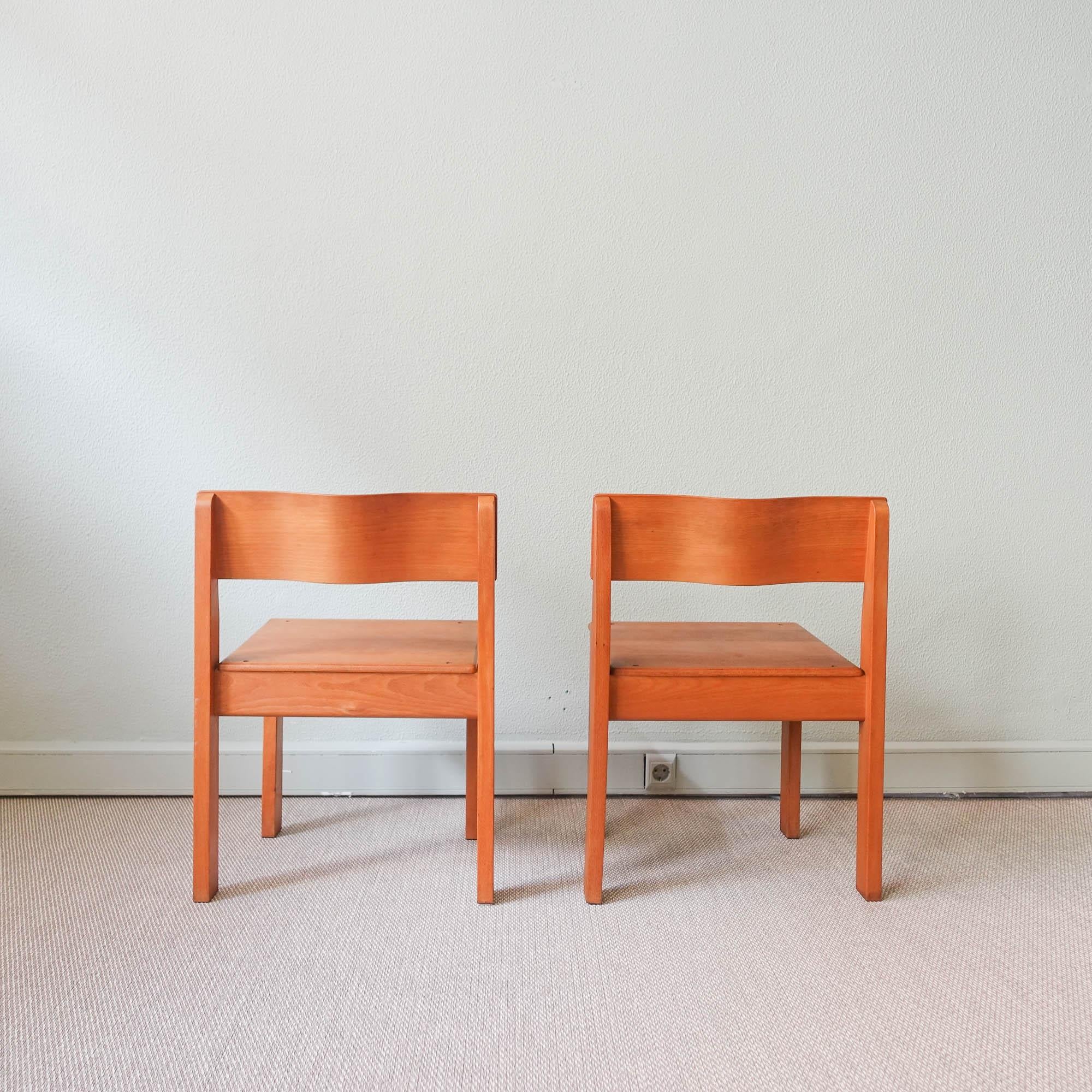 Portuguese Pair of School Chairs, Model Sena, by António Sena Da Silva, for Móveis Olaio For Sale