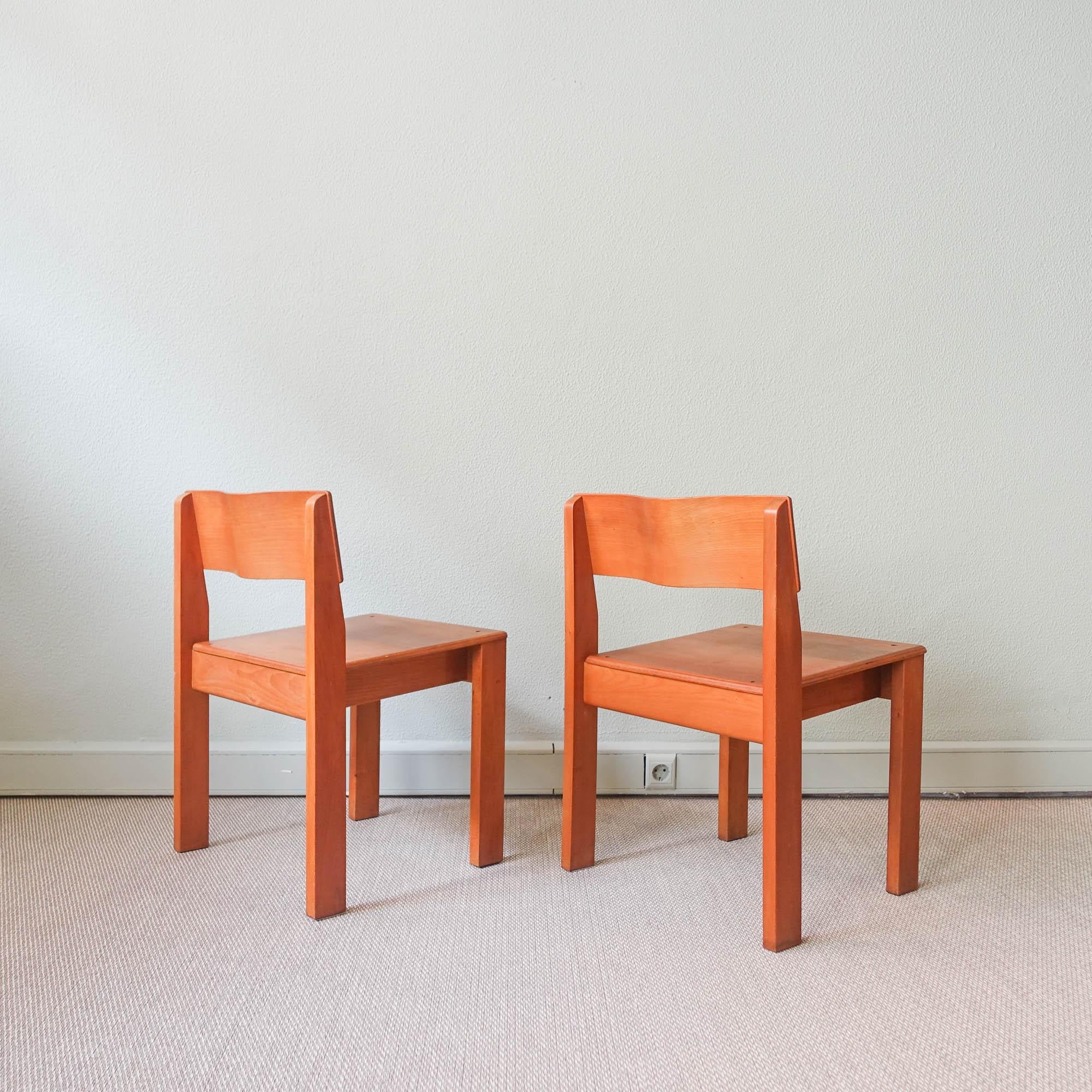 Pair of School Chairs, Model Sena, by António Sena Da Silva, for Móveis Olaio In Good Condition For Sale In Lisboa, PT