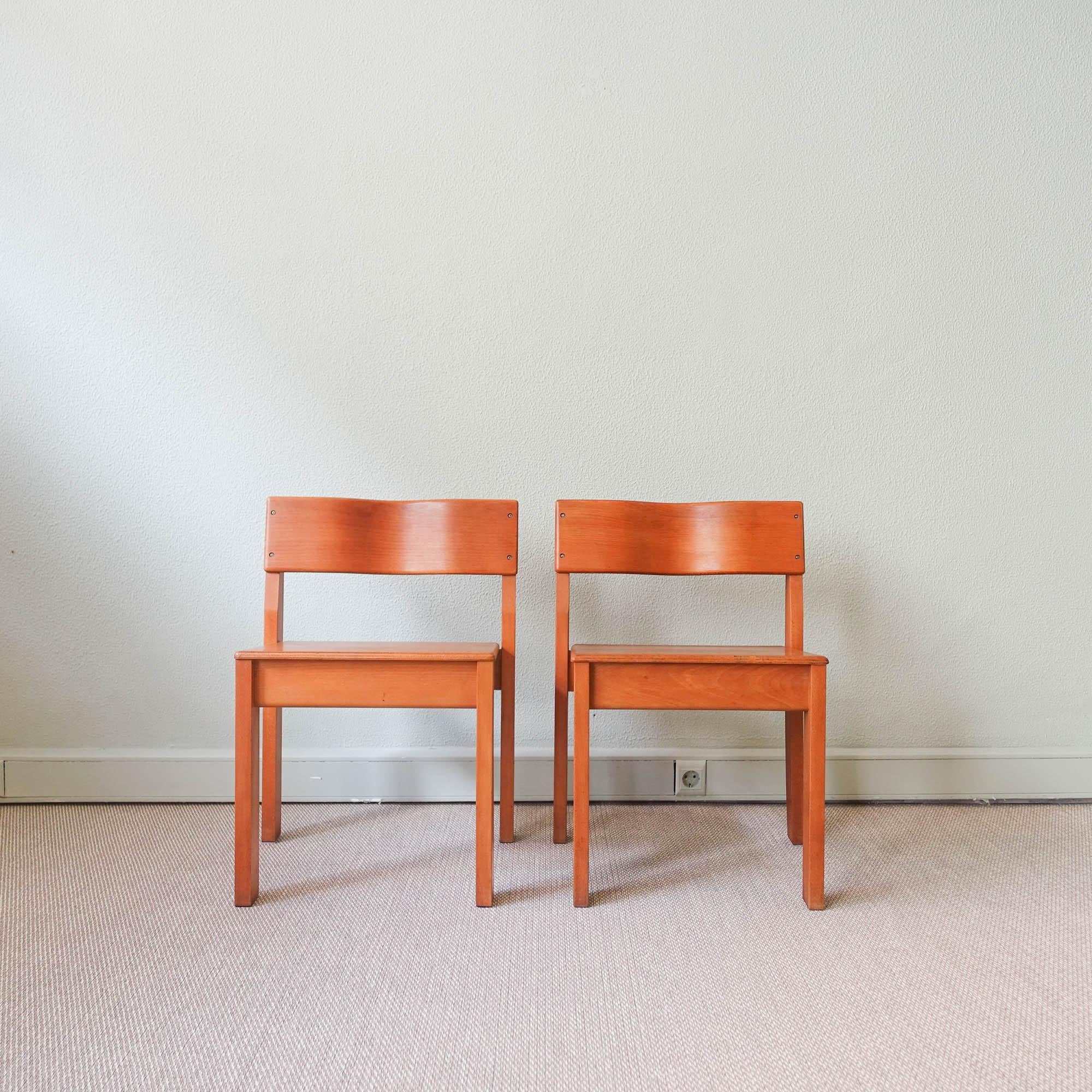Pair of School Chairs, Model Sena, by António Sena Da Silva, for Móveis Olaio For Sale 1