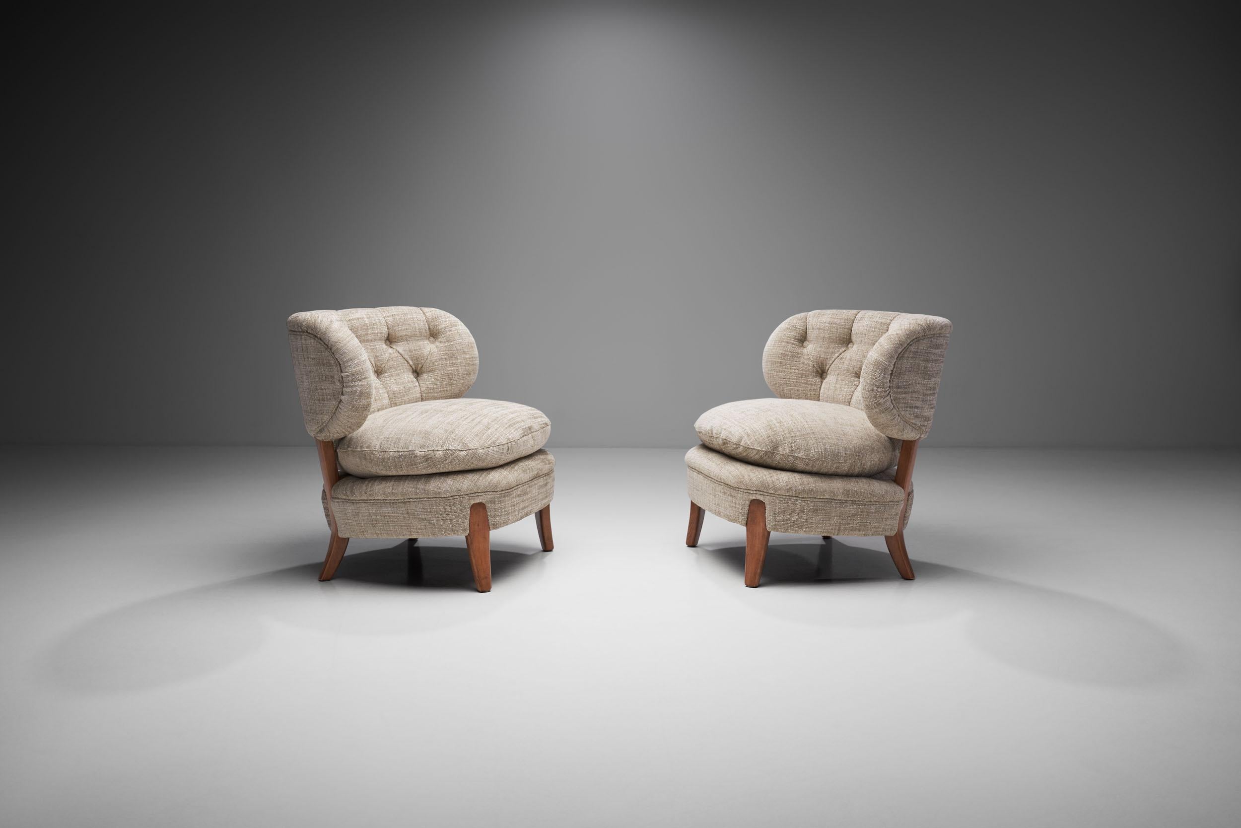Scandinavian Modern Pair of “Schulz” Lounge Chairs by Otto Schulz, Sweden, 1960s